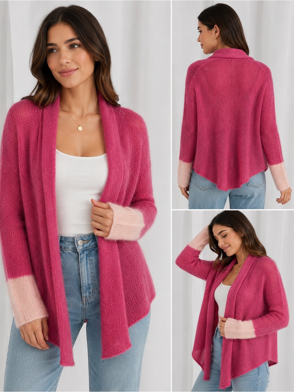 Wooden Ships Paola Buendia Pink Open Cardigan Sweater Small XS Soft Knit